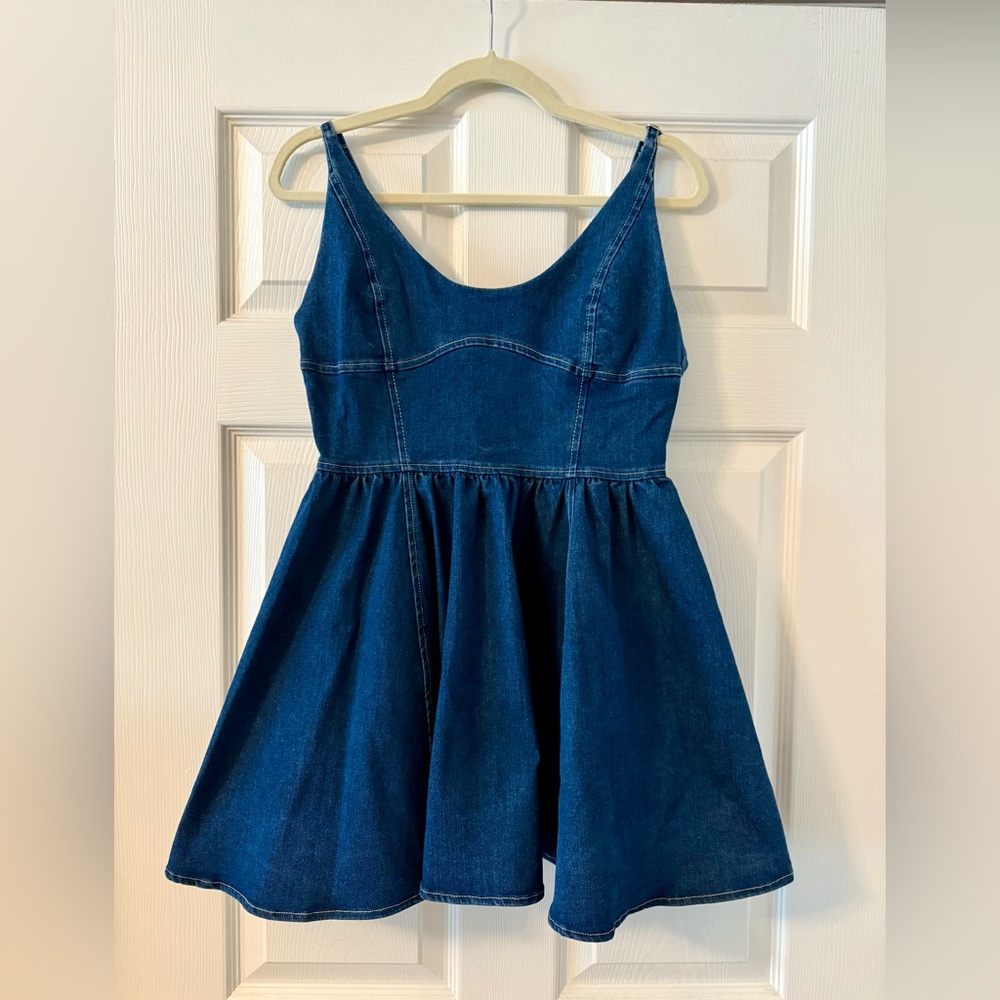 NWT Denim Bustier Flare Mini Dress